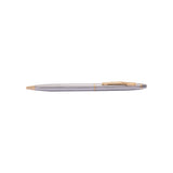 Silver pen with gold accents on a white background