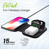 EVM Black Enpad 3 in 1 Wireless Charging Station EK10190