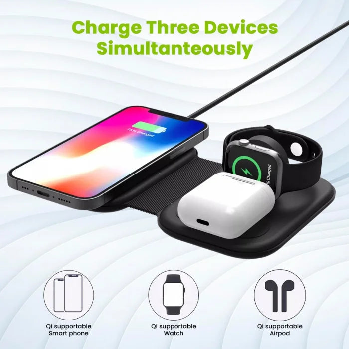 EVM Black Enpad 3 in 1 Wireless Charging Station EK10190
