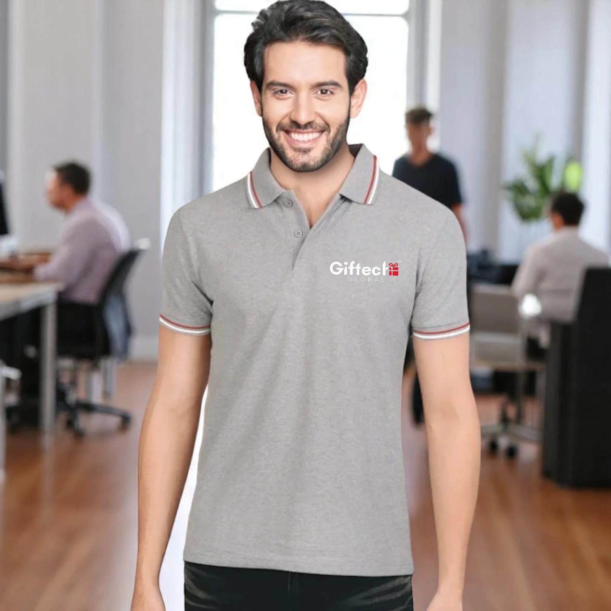 Royal Fusion Polo T-shirt with Embroidered Logo Grey Melange
