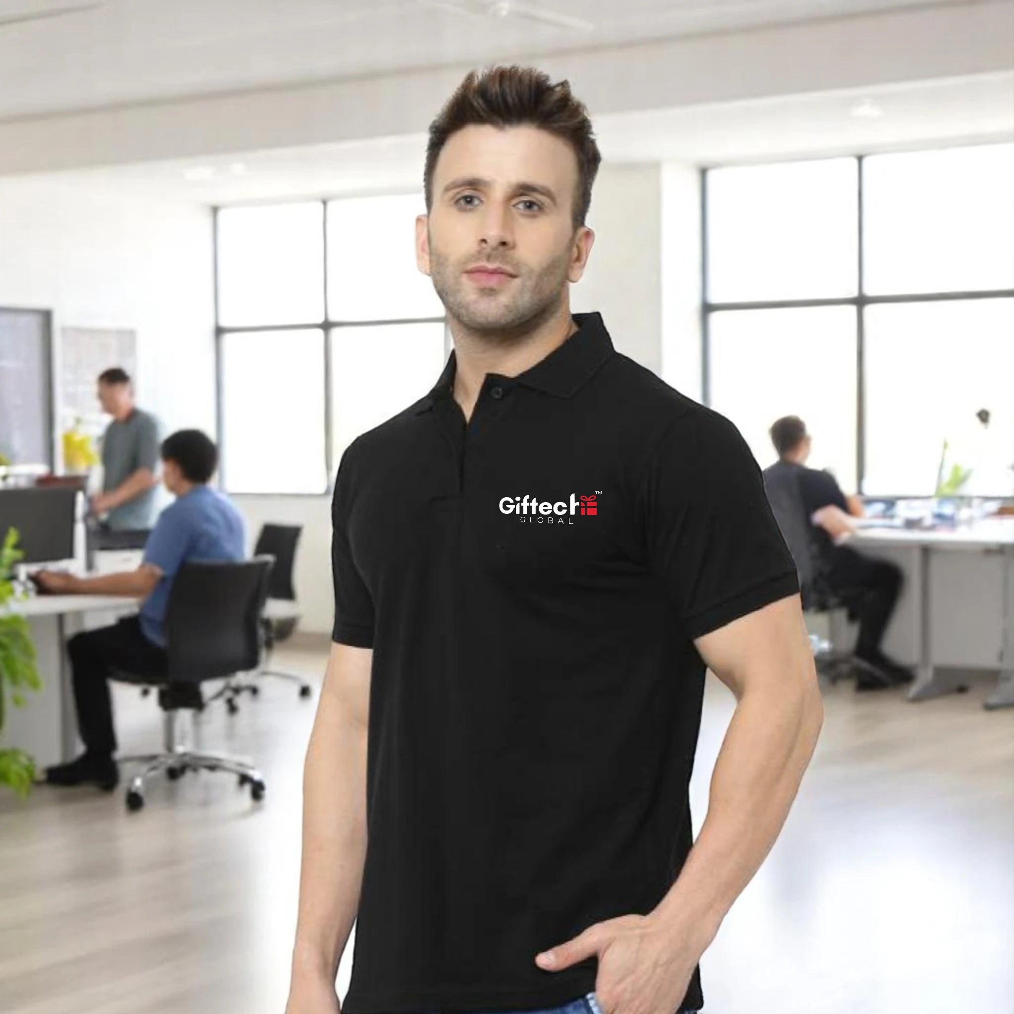 Youth Vibe Polo T-shirt with Embroidered Logo Black