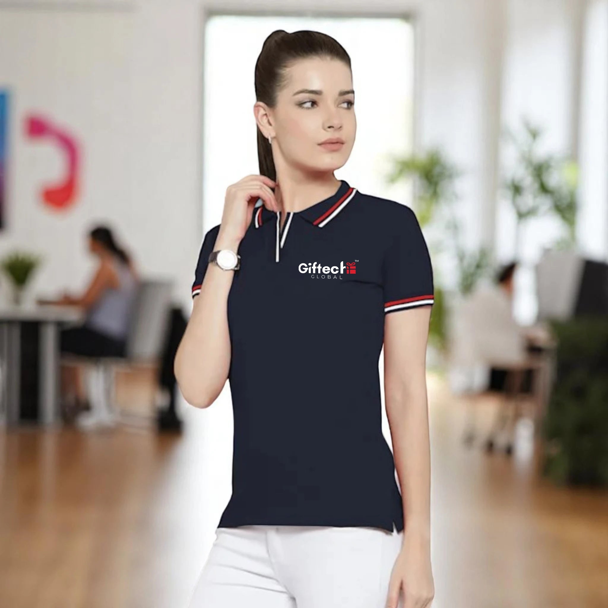 Royal Fusion Polo T-shirt with Embroidered Logo Navy Blue