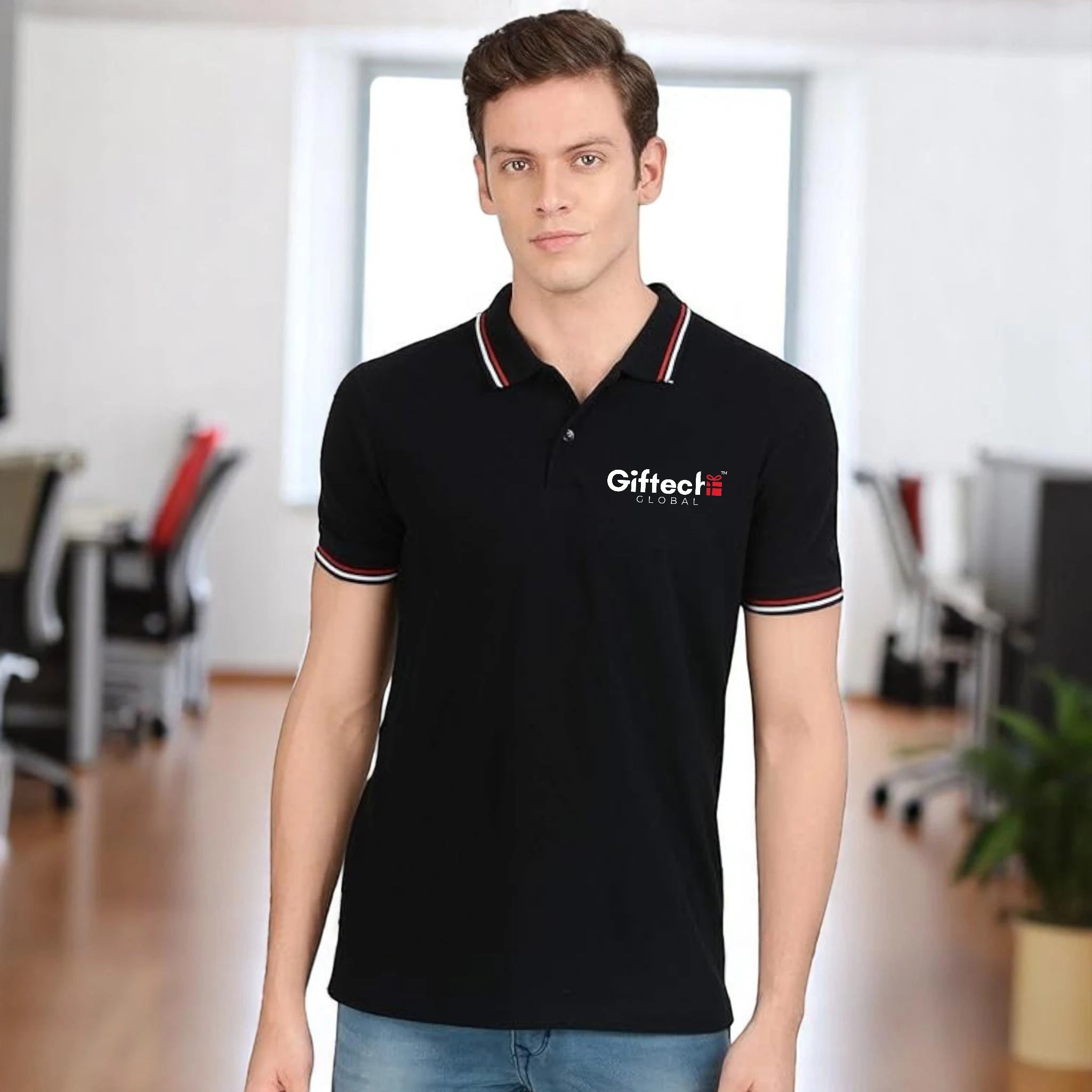 Royal Fusion Polo T-shirt with Embroidered Logo Black