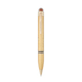 Gold pen with a textured grip on a white background