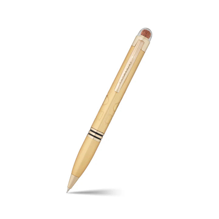 Beige pen with a metallic cap on a white background