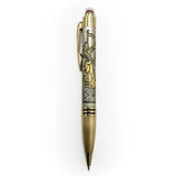 Decorative pen with artistic design on a white background
