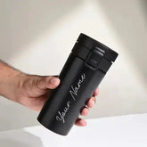 Personalised Black Push Button Flask