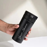 Personalised Black Push Button Flask