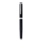 Black pen with silver accents on a white background
