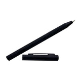 Black pen and cap on a white background