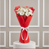 10 White Gerbera Flowers Bouquet