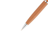 Brown pen with silver accents on a white background