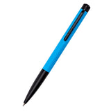 Blue and black pen on a white background