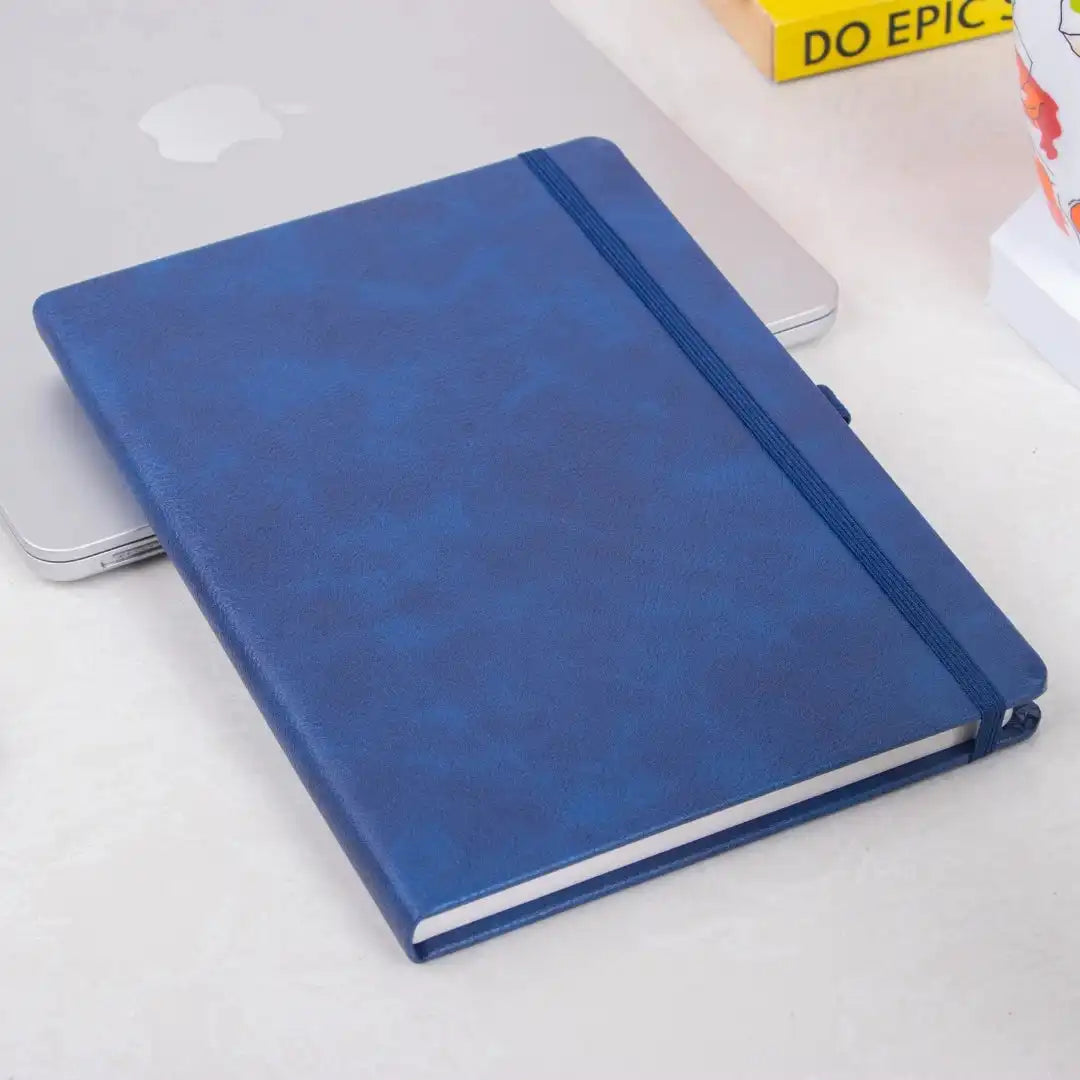 Blue Primo A5 Diary - Productivity Planner with 192 premium pages, elastic closure, ideal for journaling and office organization.
