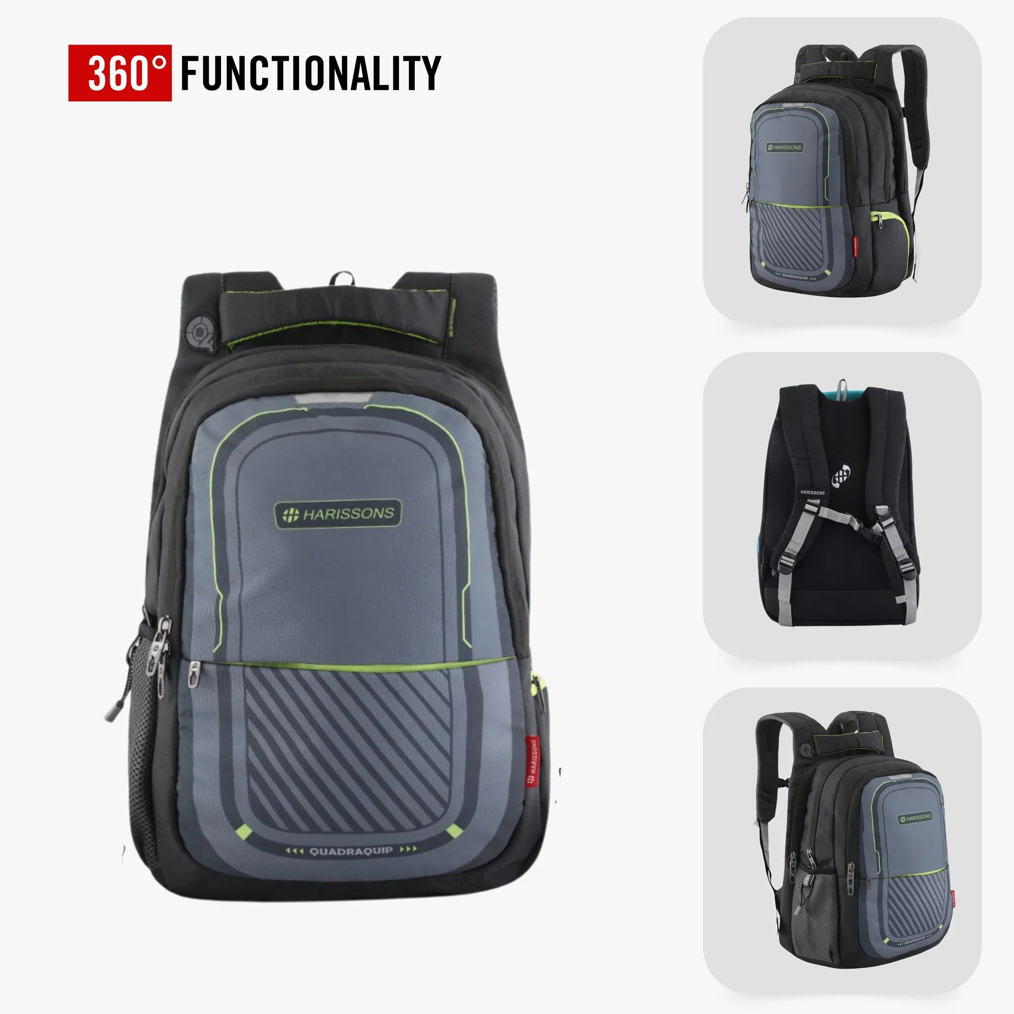 Verge 15.6 inch Casual Laptop Backpack with Rain Cover and Pouch (Grey Green, 36 Ltrs)