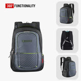 Verge 15.6 inch Casual Laptop Backpack with Rain Cover and Pouch (Grey Green, 36 Ltrs)