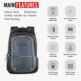 Verge 15.6 inch Casual Laptop Backpack with Rain Cover and Pouch (Grey Green, 36 Ltrs)