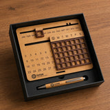 Customizable Wooden Perpetual Calendar & Pen Set