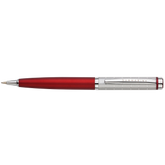 Red pen with silver accents on a white background