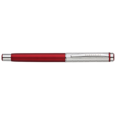Red pen with silver accents on a white background