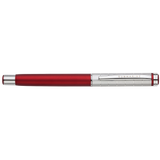 Red pen with silver accents on a white background