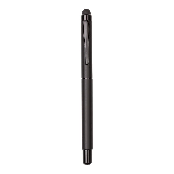 Black stylus pen on a white background