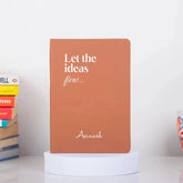 Creativity Thrives Personalized Diary in brown with 'Let the ideas flow' text, ideal for planning and tracking goals in daily office use.
