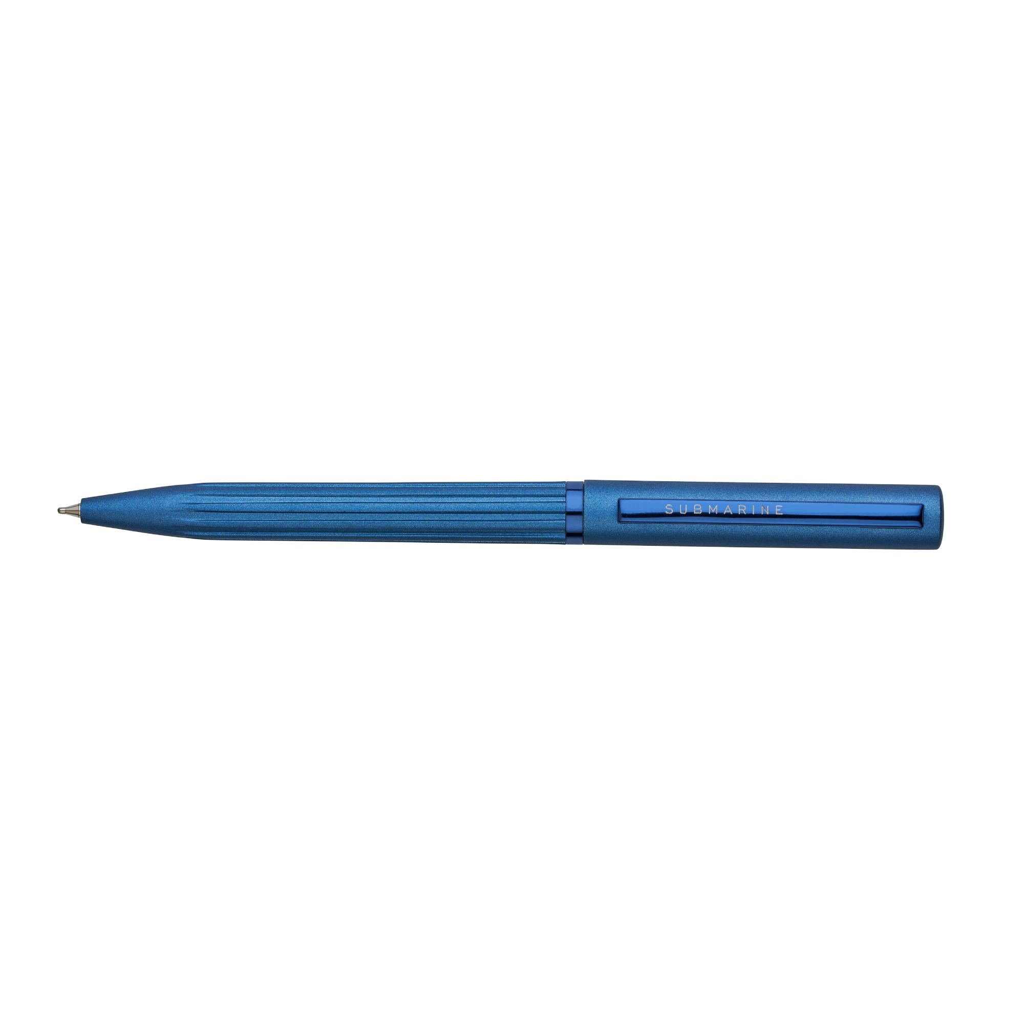 Blue pen on a white background