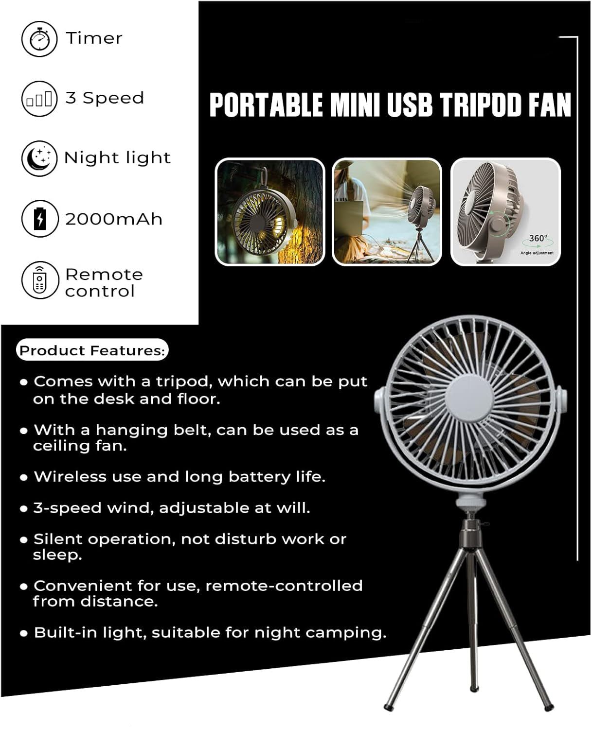2 in 1 Portable Fan