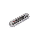 Pen set with a branded case on a white background
