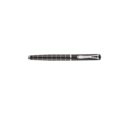 Black pen with a silver clip on a white background