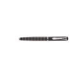 Black pen with a silver clip on a white background
