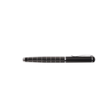 Black pen with silver accents on a white background
