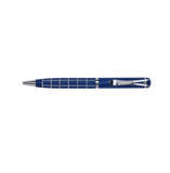 Blue pen with a silver clip on a white background
