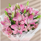 7 Pink Asiatic Lilies Bouquet