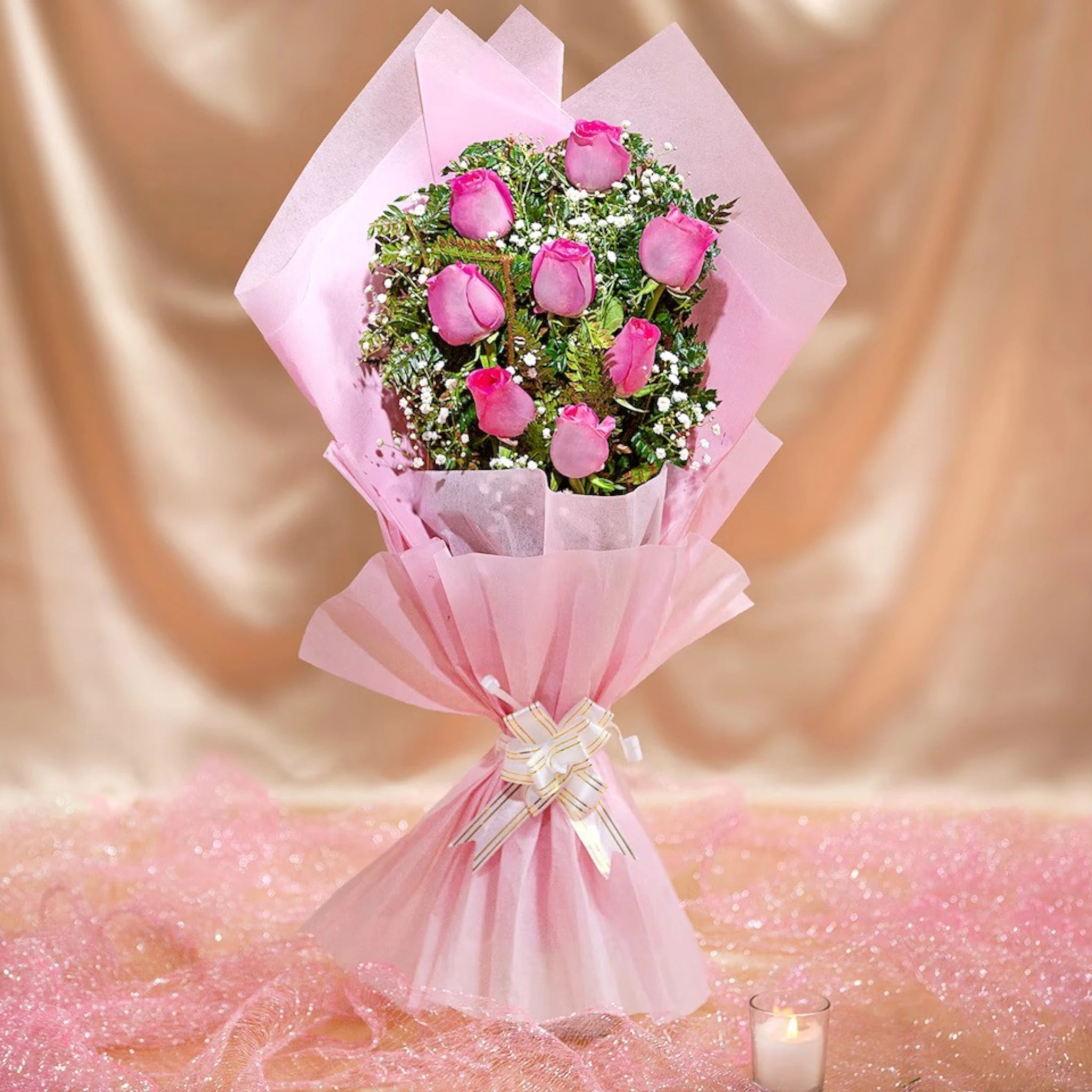8 Pink Roses
