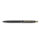 Black pen with gold accents on a white background