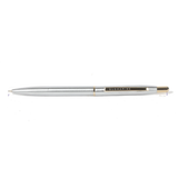 Silver pen with gold accents on a white background