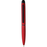 Red pen with black accents on a white background