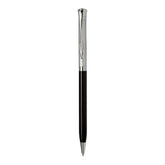 Black pen with silver accents on a white background