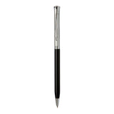 Black pen with silver accents on a white background