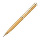 Gold pen with textured body on a white background