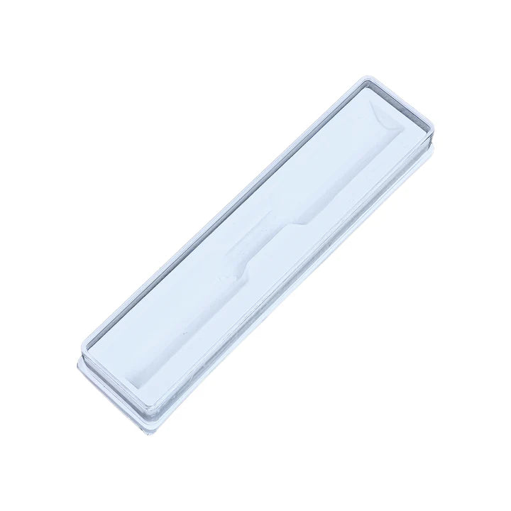 Rectangular white plastic tray on a white background