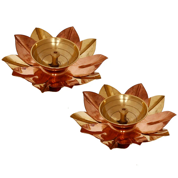 Luminous Brass Leaf Diya in a box