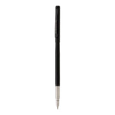 Black pen with silver clip on a white background