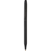 Black pen on a white background