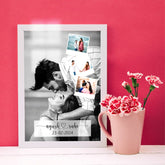 Personalized Love Portrait Frame with 4 custom photos, names Ayush & Ruhi, and date 23-02-2024, perfect for Valentine’s Day gift decor.