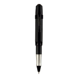 Black and silver pen on a white background