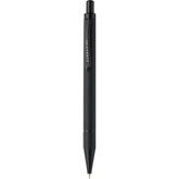 Black pen with a visible brand logo on a white background