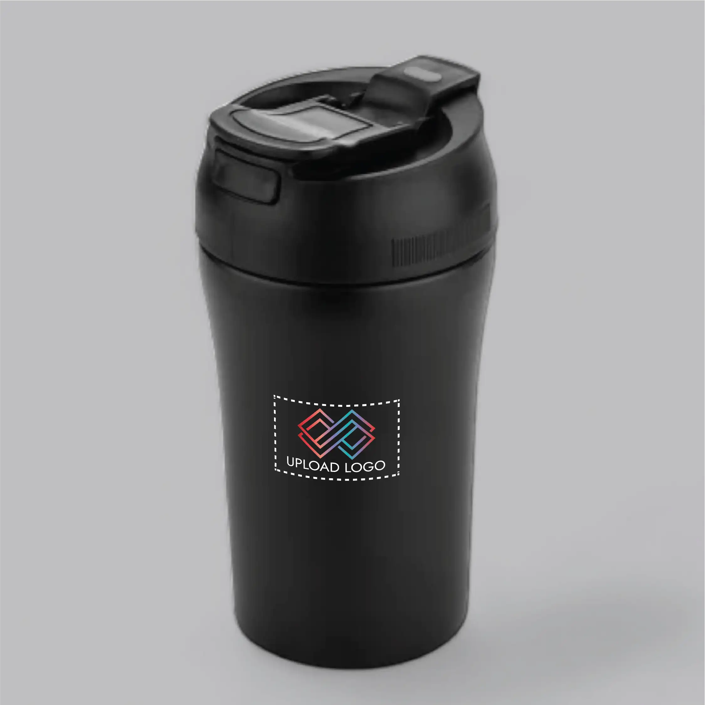 Vacuum Coffee Mug with Push Button Lid (350ml) Black